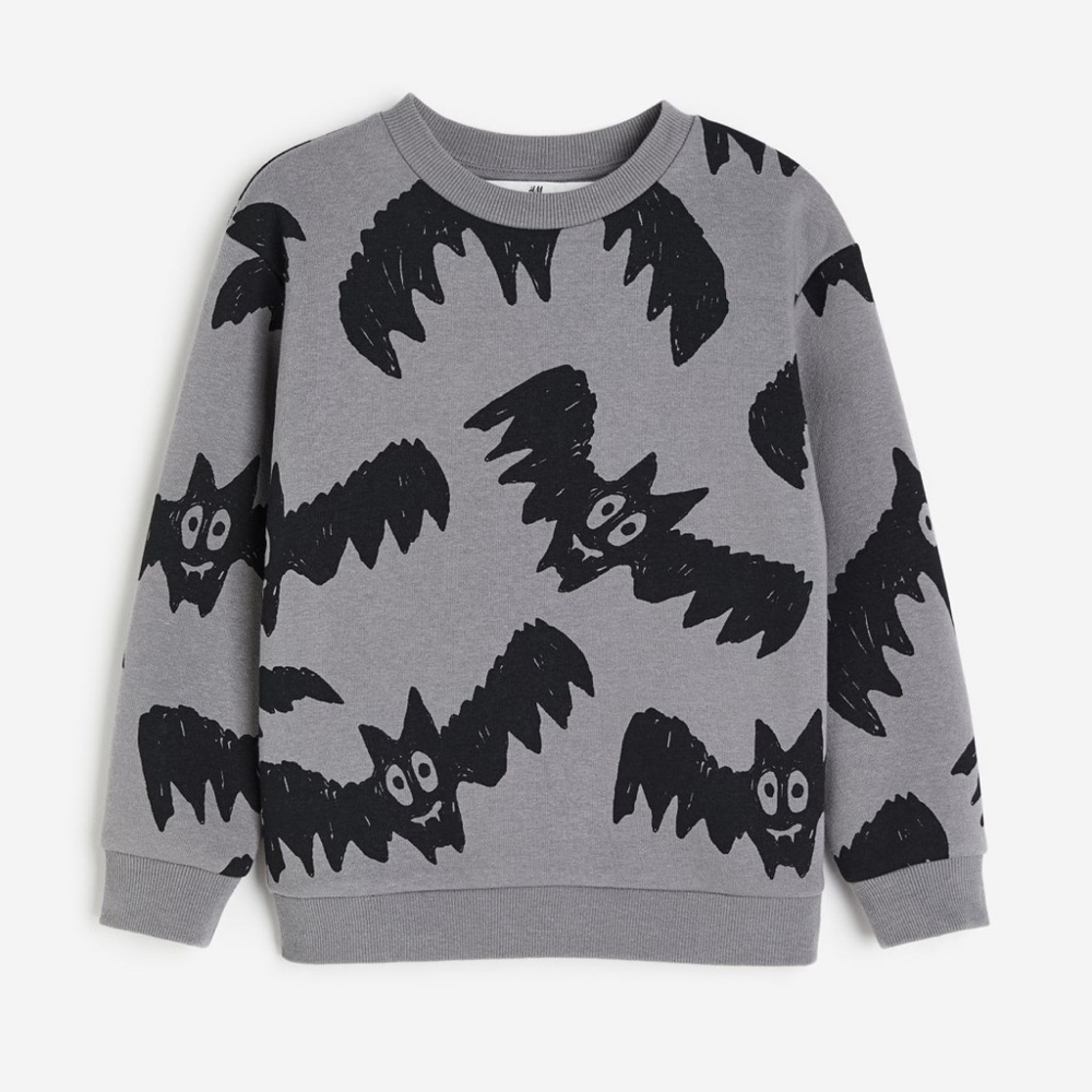 H&M Grey Bat Sweatshirt Halloween 8/10